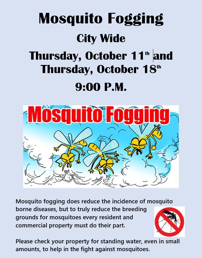 Mosquito Fogging October 11th and 18th 2018 Notice