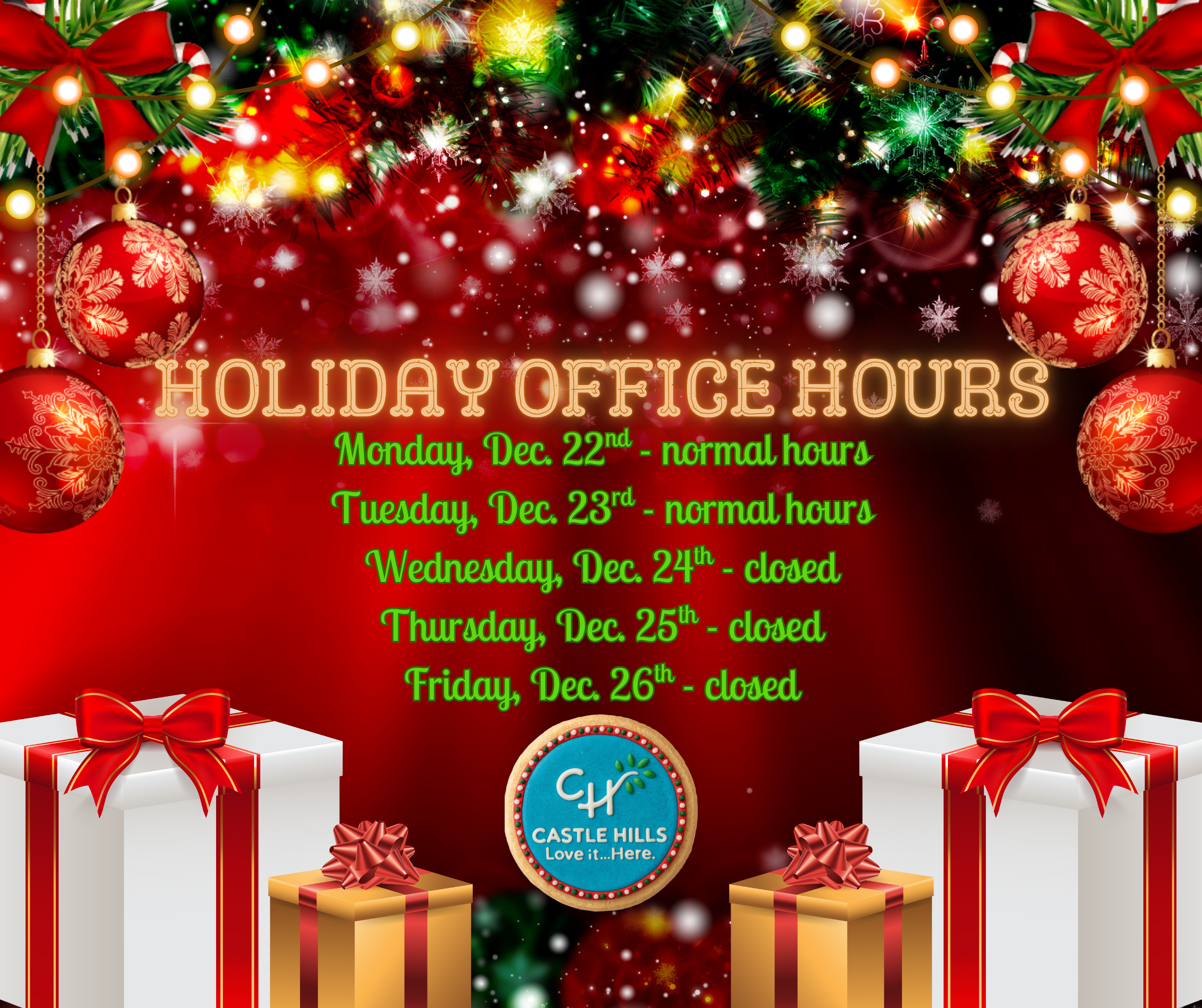 HOLIDAY OFFICE HOURS