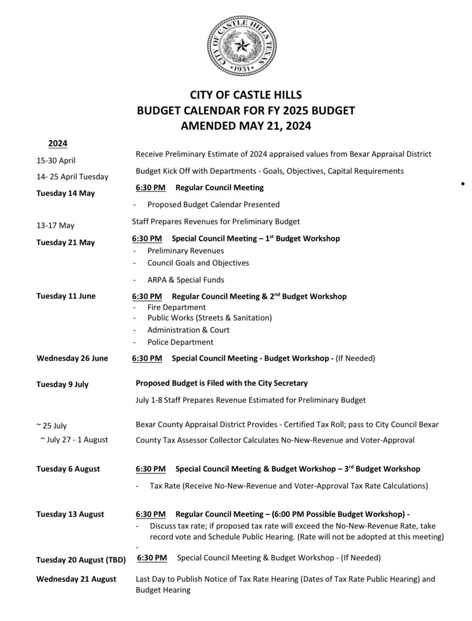 Amended Budget Calendar 2024 1